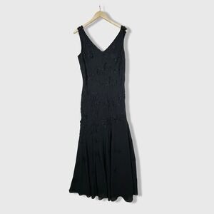 Aspeed Black Floral Beaded V Neck Sleeveless Maxi Womens XXL Y2K Elegant Chic